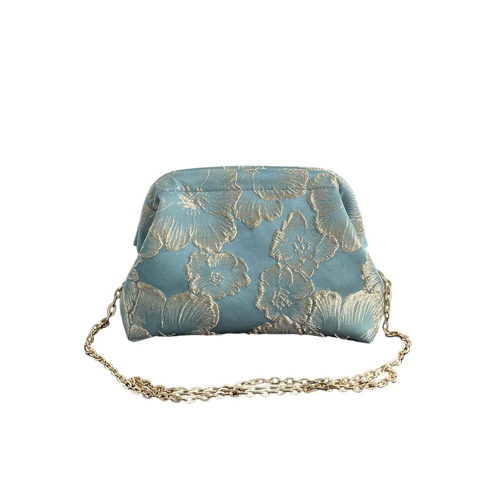 8848 Flower Embroidery Clutch Purse Kiss Lock Shoulder Bags Evening Handbag